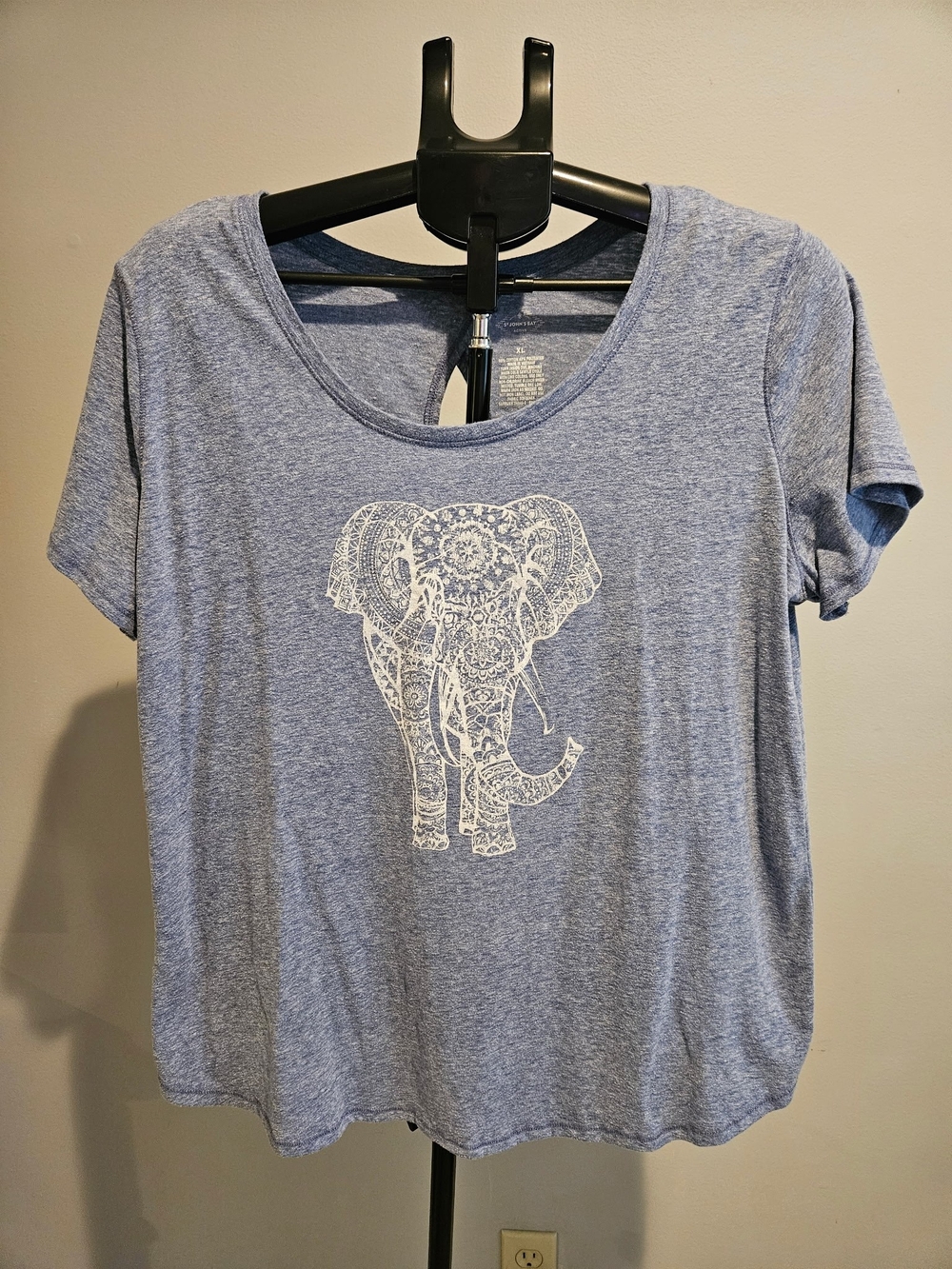St. John's Bay Heather Blue Short-Sleeve Tee with White Elephant Graphic